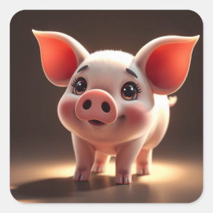 Adesivo Quadrado Piglet Stickers