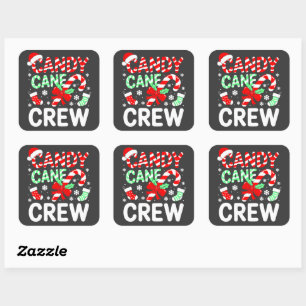 Adesivo Quadrado Pijamas de Natal da Equipe Candy Cane
