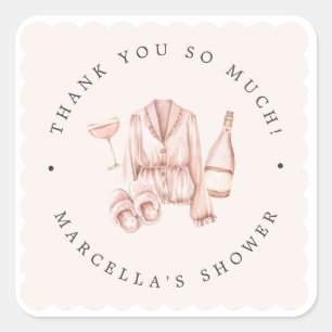 Adesivo Quadrado Pijamas e Prosecco Festa de Noivado Despedida de S