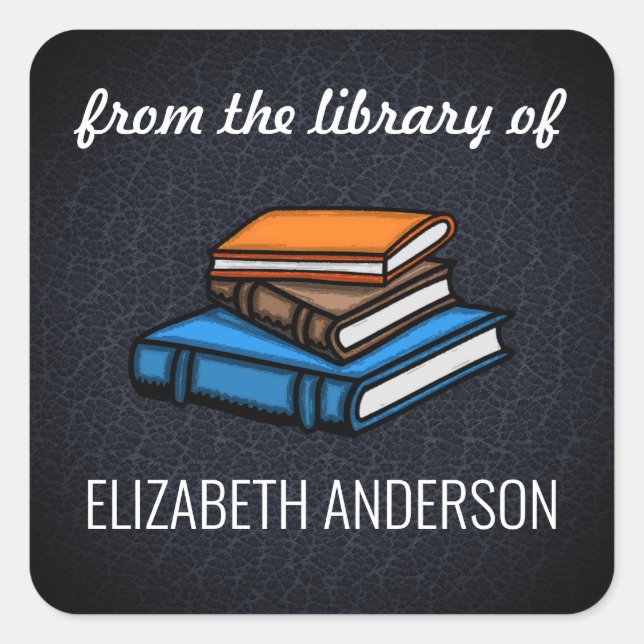 Adesivo Quadrado pilha de livros (Frente)