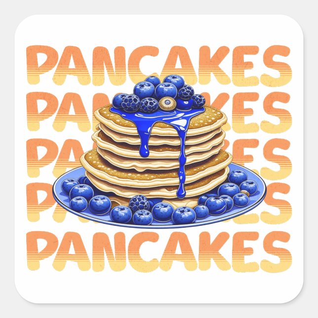 Adesivo Quadrado Pilha de panquecas de mirtilo (Frente)
