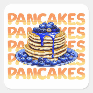 Adesivo Quadrado Pilha de panquecas de mirtilo