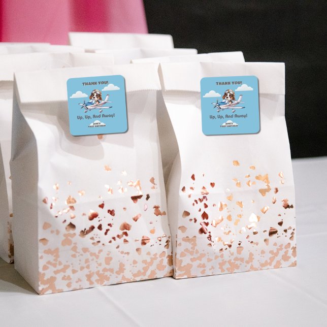 Adesivo Quadrado Piloto Cachorro &Bonito Plano Cessna,Viagem, Prime (Criador carregado)