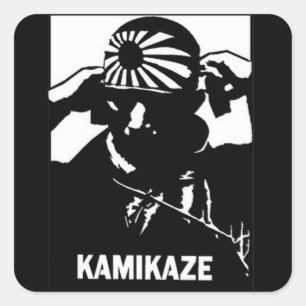 Adesivo Quadrado Piloto Japonês Branco e Negro do Kamikaze