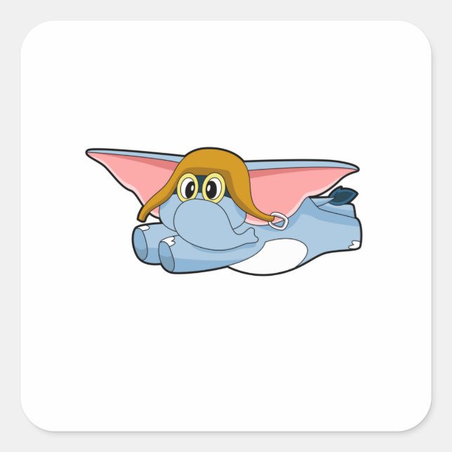 Adesivo Quadrado Piloto-piloto de elefante (Frente)