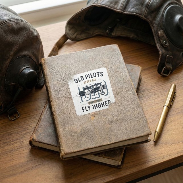 Adesivo Quadrado Pilotos Antigos Nunca Morrem Citação de Voo de Bip (Criador carregado)