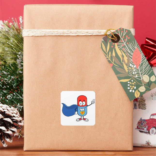 Adesivo Quadrado Pílula de desenho (Criador carregado)