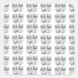 Adesivo Quadrado Pílulas de madeira