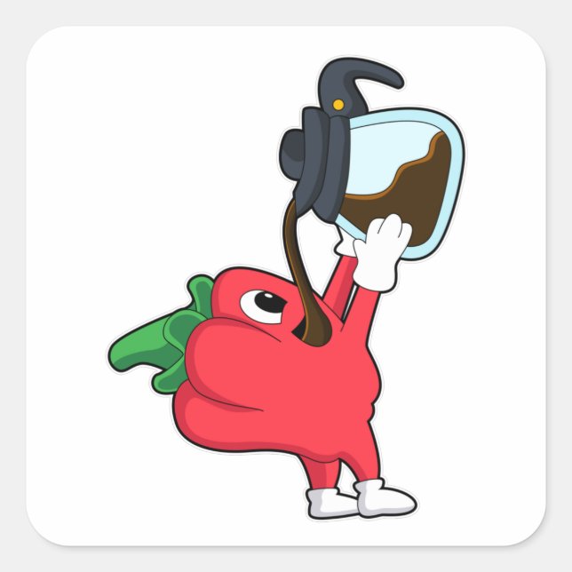 Adesivo Quadrado Pimenta com Pote de café (Frente)