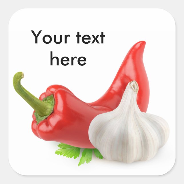 Adesivo Quadrado Pimenta e alho (Frente)