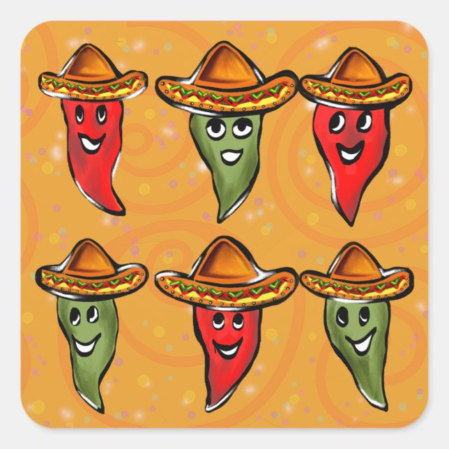 Adesivo Quadrado Pimentões Cinco de Mayo (Frente)