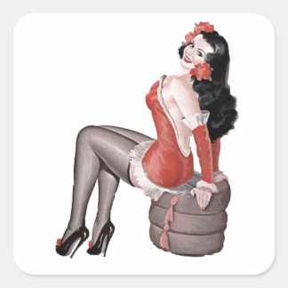 Adesivo Quadrado Pin Up Girl on Tires Square Sticker