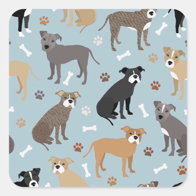 Adesivo Quadrado Pinças e ossos de Pitbull (Frente)