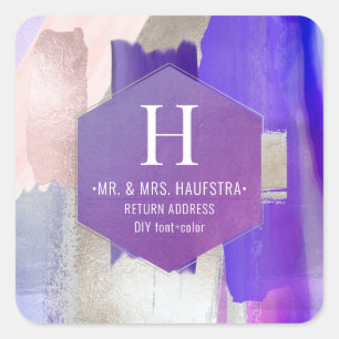 Adesivo Quadrado Pincéis de Cores D'Água do PixDezines Violet Sil