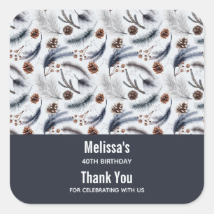 Adesivo Quadrado Pine Cones & Pine Agulha Padrão Winter Favor