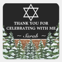 Adesivo Quadrado Pine Mitzvah, Floresta Neve Negra