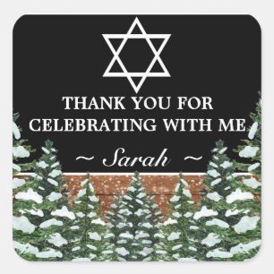 Adesivo Quadrado Pine Mitzvah, Floresta Neve Negra