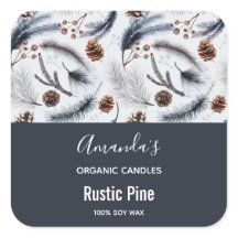 Pine Rustic Cones Watercolor Candle