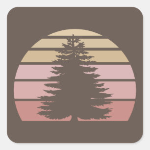 Adesivo Quadrado Pine Tree Silhouette