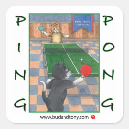 Adesivo Quadrado Ping Pong Cats Bud & Tony Sticker