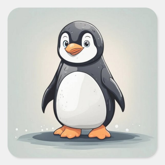 Adesivo Quadrado Pinguim adorável (Frente)