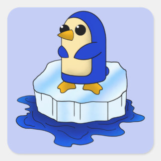 Adesivo Quadrado Pinguim-Bebê Adorável