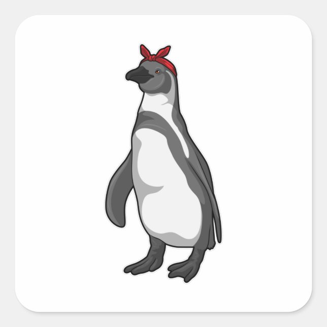 Adesivo Quadrado Pinguim com Bandana (Frente)