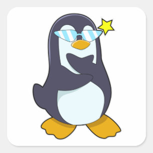 Adesivo Quadrado Pinguim com óculos de sol