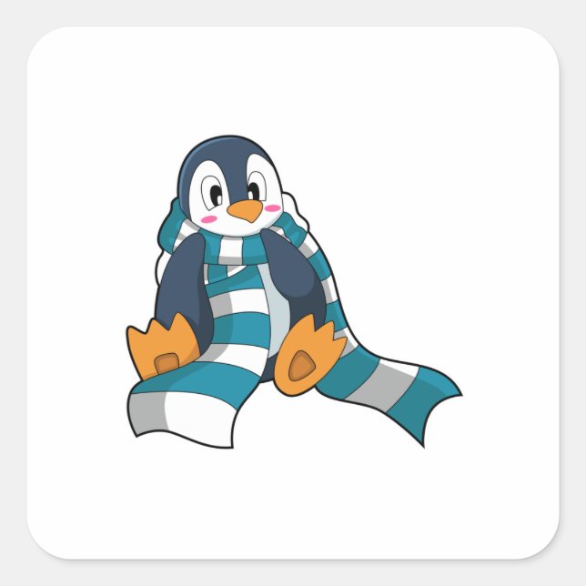 Adesivo Quadrado Pinguim com Scarf (Frente)