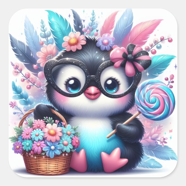 Adesivo Quadrado Pinguim Cujo (Frente)