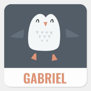 Adesivo Quadrado Pinguim engraçado festivo e engraçado personalizad