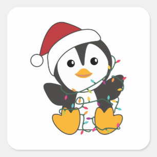 Adesivo Quadrado Pinguim Natal Neve Animais de inverno Pinguins Adu