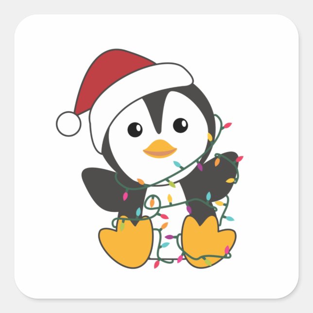 Adesivo Quadrado Pinguim Natal Neve Pinguins de Pinguins (Frente)