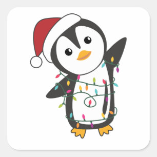 Adesivo Quadrado Pinguim Natal Neve Pinguins de Pinguins