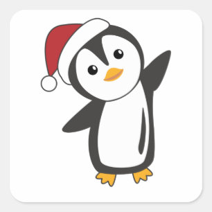 Adesivo Quadrado Pinguim Natal Neve Pinguins de Pinguins