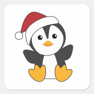 Adesivo Quadrado Pinguim Natal Neve Pinguins de Pinguins