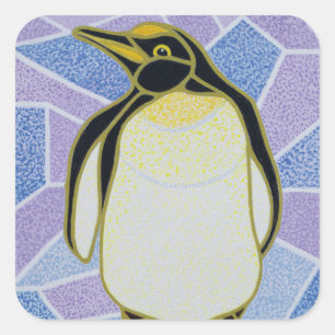 Adesivo Quadrado Pinguim no vitral