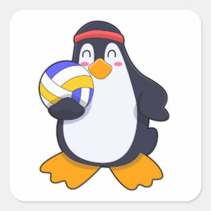 Adesivo Quadrado Pinguim nos esportes de vôlei