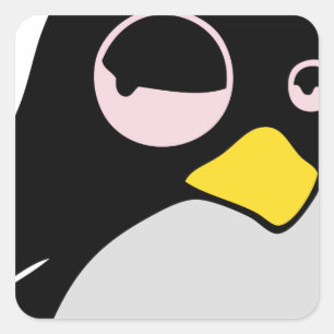 ADESIVO QUADRADO PINGUIM PREGUIÇOSO DE LINUX TUX