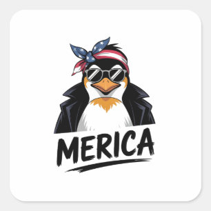 Adesivo Quadrado Pinguim resiste aos pinguins protestando contra