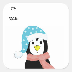 Adesivo Quadrado Pinguim surpreso