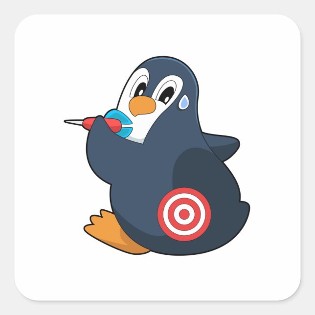Adesivo Quadrado Pinguin Darts Dart Dartboard (Frente)