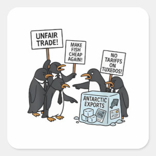 Adesivo Quadrado Pinguins contra Tarifas Anti Trump