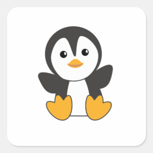 Adesivo Quadrado Pinguins Cutes Para Crianças Pássaros Engraçados