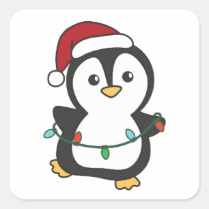 Adesivo Quadrado Pinguins de Natal de Inverno Pinguins
