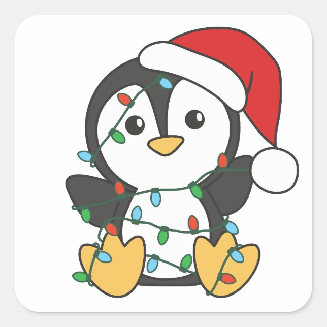 Adesivo Quadrado Pinguins de Natal de Inverno Pinguins (Frente)