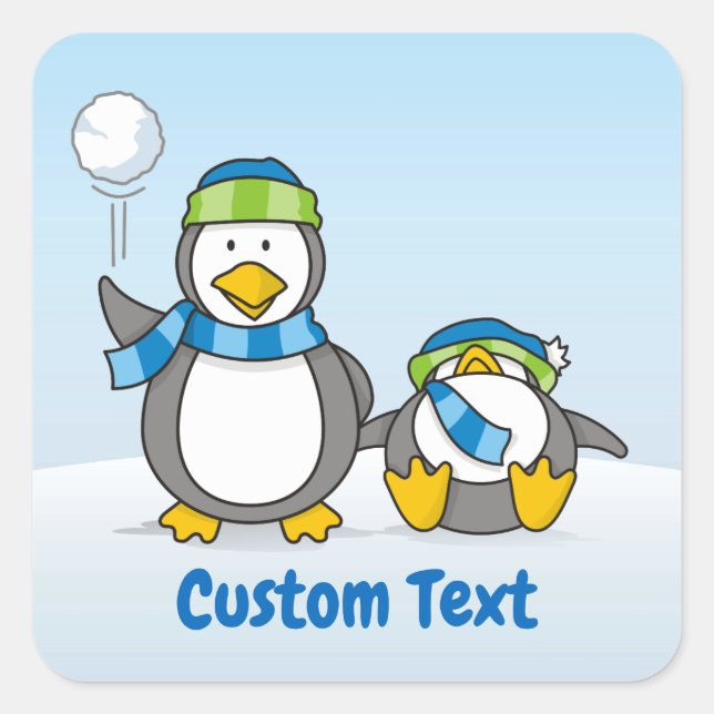 Adesivo Quadrado Pinguins de neve (Frente)