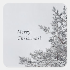 Adesivo Quadrado Pinheiro Nevado, estética natalina escandinava