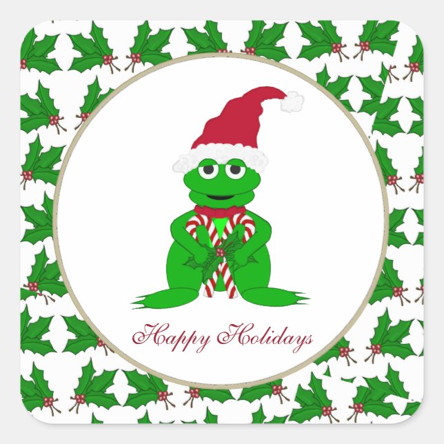 Adesivo Quadrado Pinheiros de férias felizes (Frente)