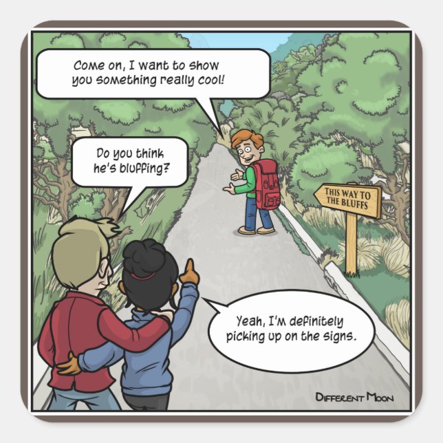 Adesivo Quadrado Pinheiros Engraçados (Frente)